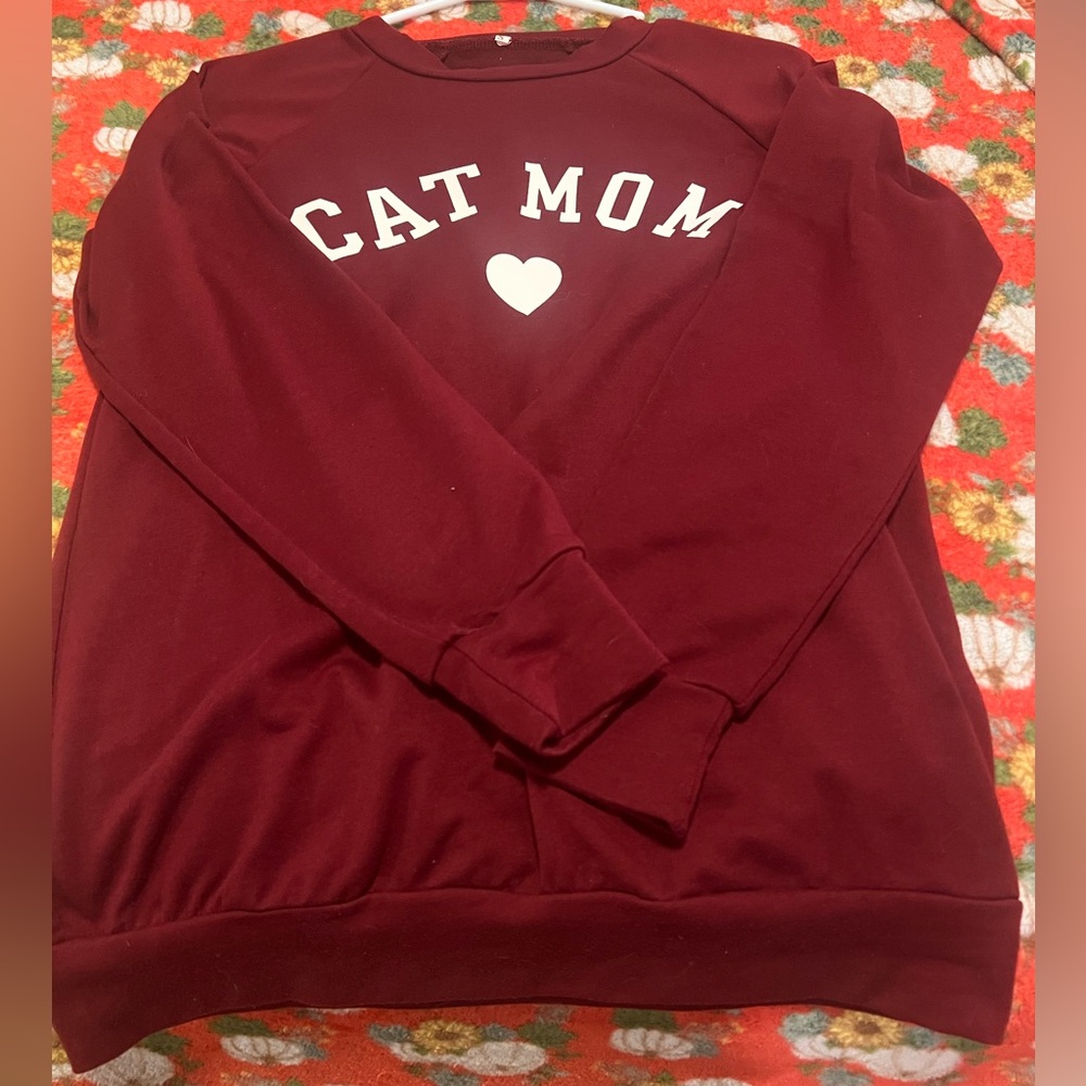 Cat Mom Burgundy Sweatshirt